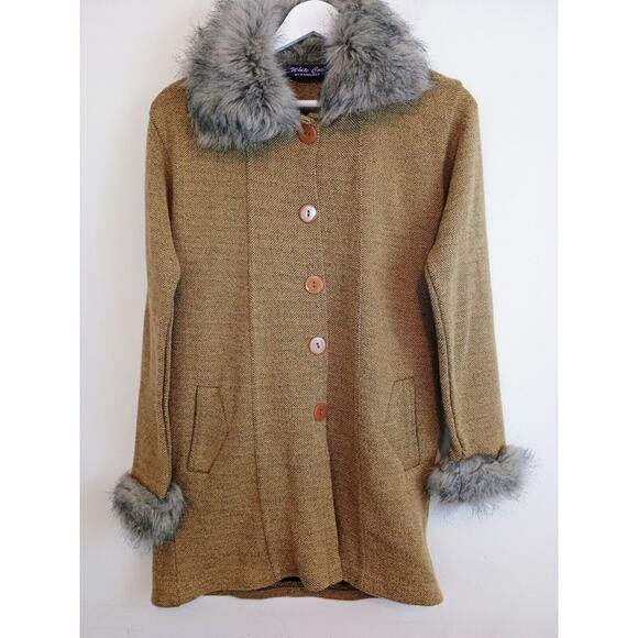 Penny Lane Women Cardigan Fur Collar Y2K 70s Hippie Retro Vintage Style Coat - Picture 5 of 10